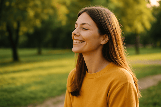 Vrouw met positieve stemming