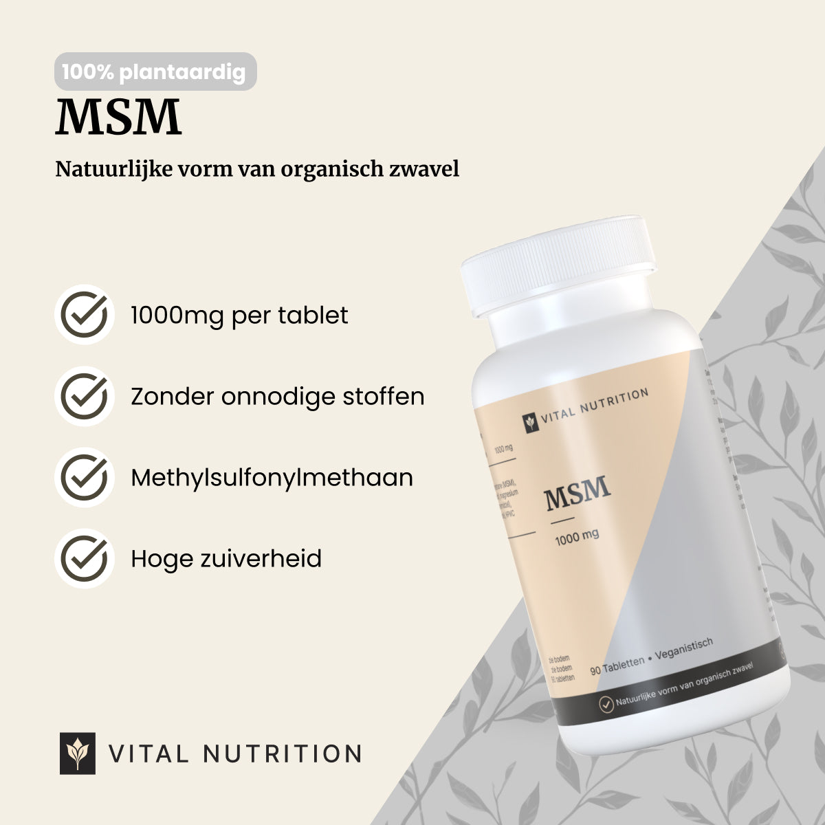 Productvoordelen van Vital Nutrition MSM - 1000 mg