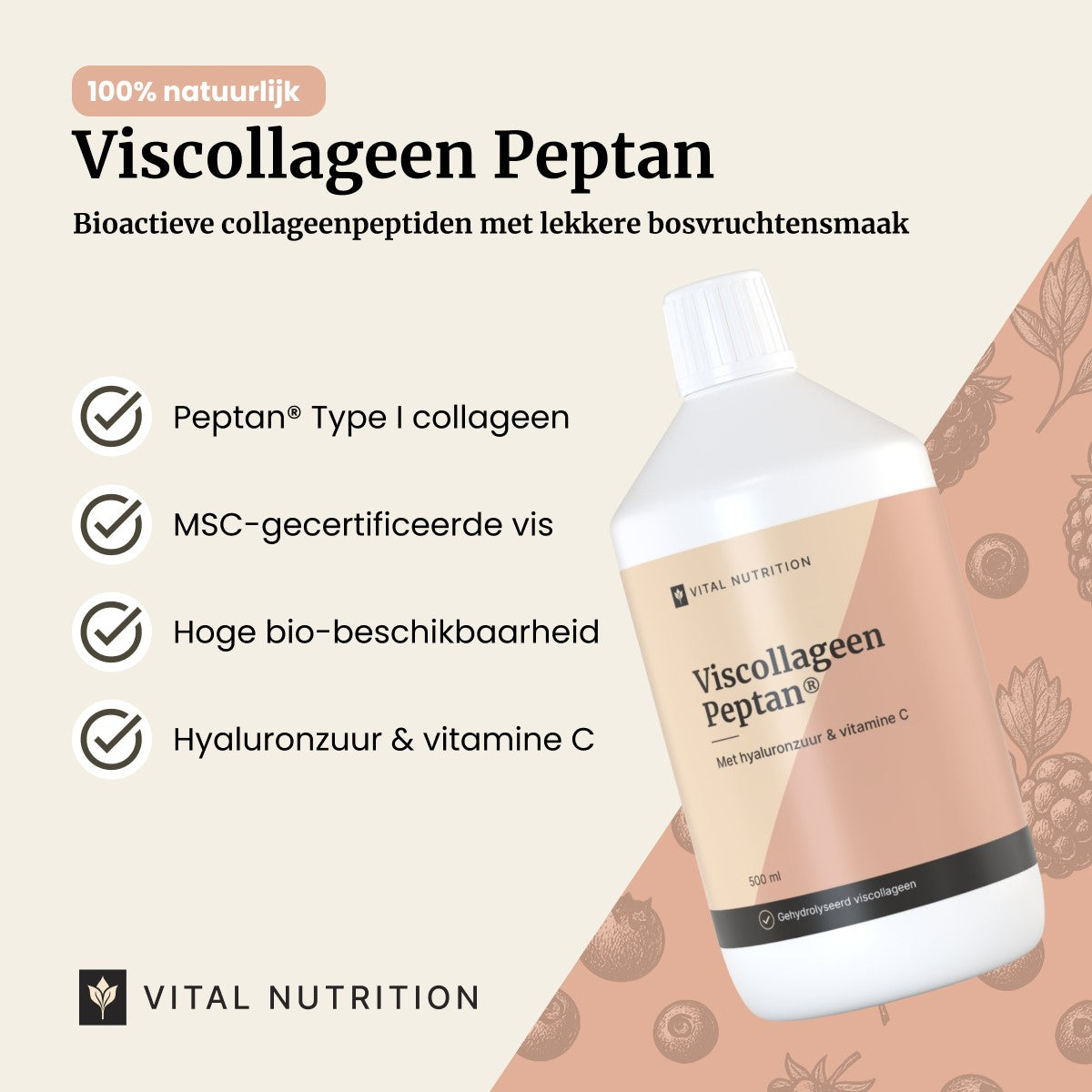 Viscollageen Peptan vloeibaar productvoordelen - Vital Nutrition