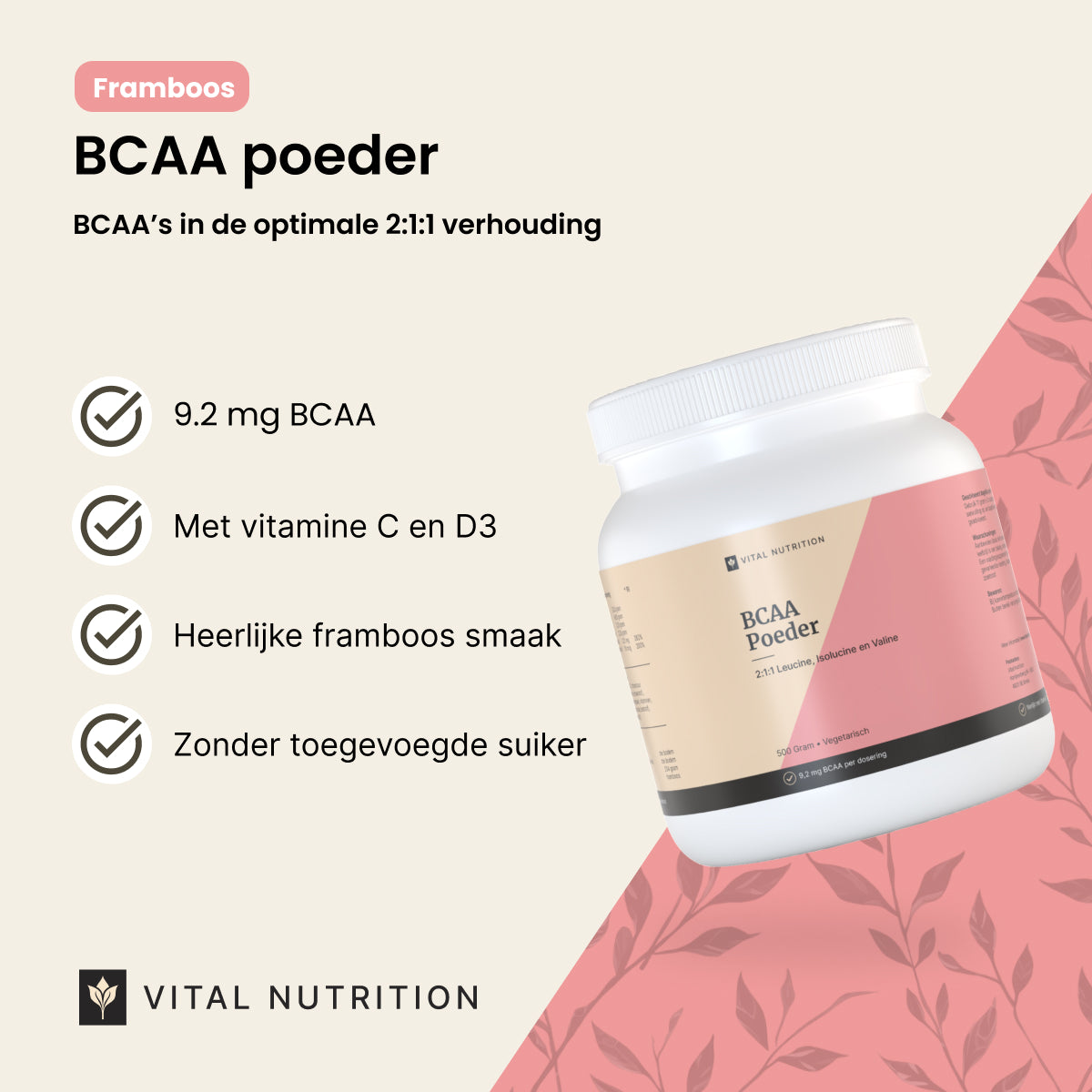 Productvoordelen van Vital Nutrition BCAA Poeder