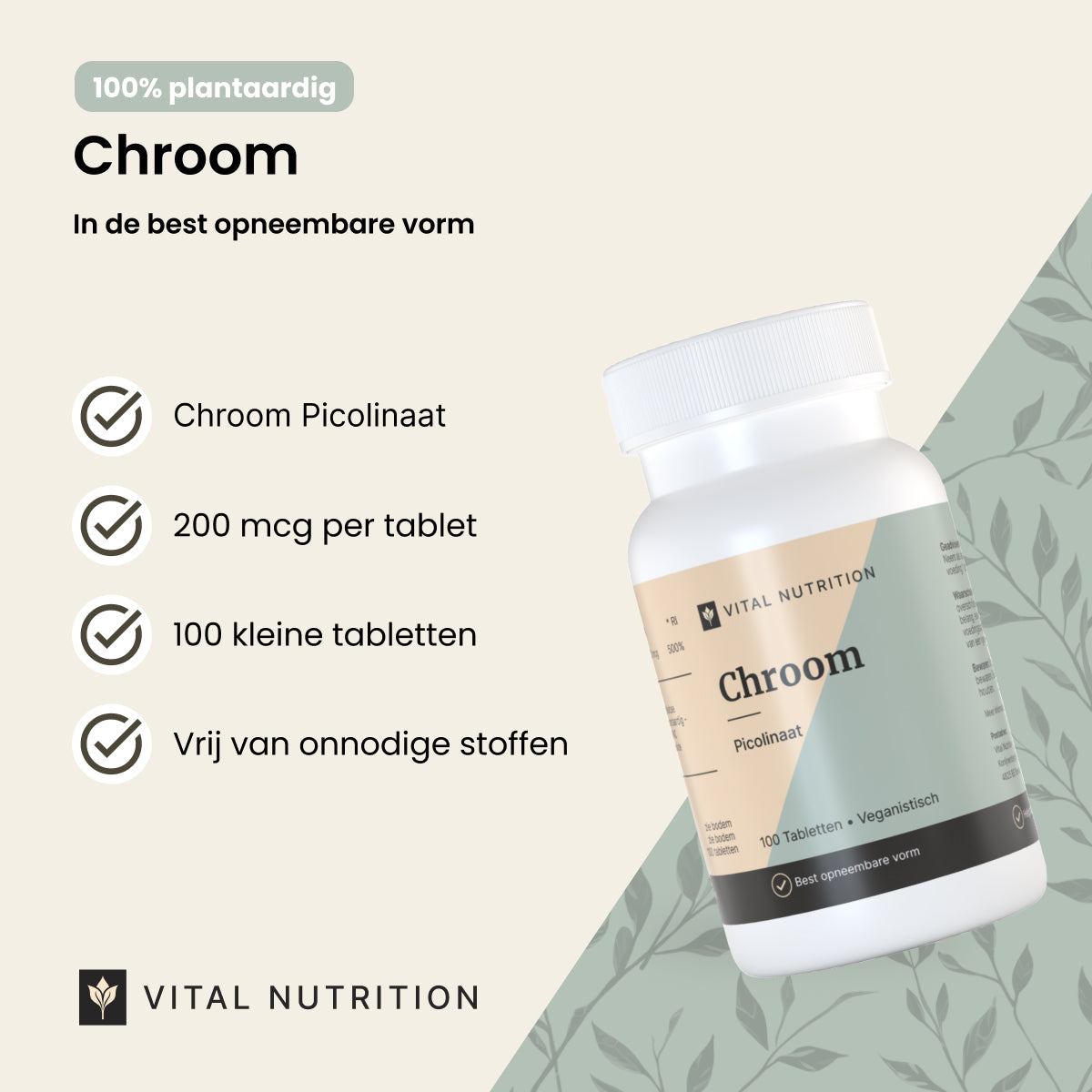 Productvoordelen van Vital Nutrition Chroom Picolinaat