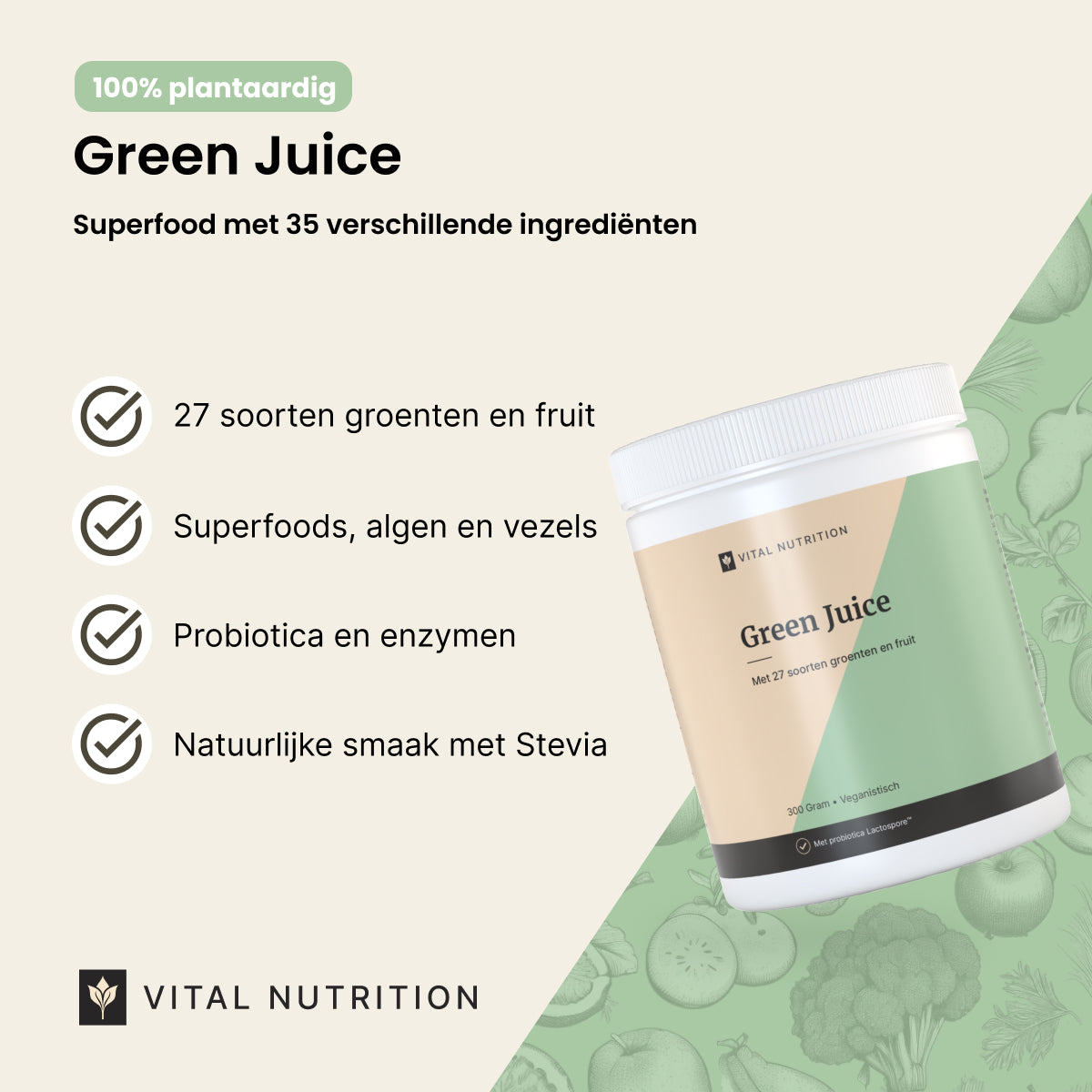 Productvoordelen van Vital Nutrition Green Juice