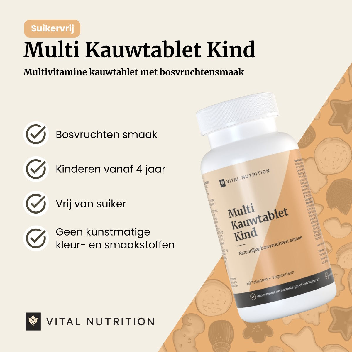 Productvoordelen Multi Kauwtablet Kind Vital Nutrition
