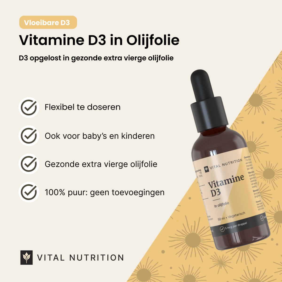 Vitamine D3 in olijfolie productvoordelen - Vital Nutrition