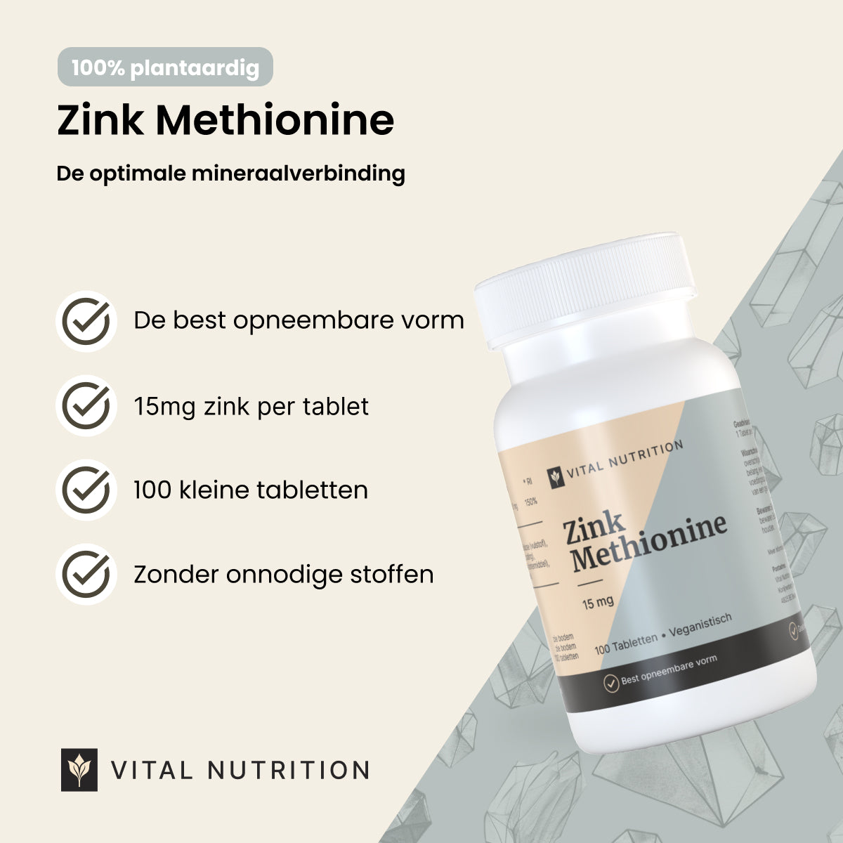 Productvoordelen van Vital Nutrition Zink Methionine