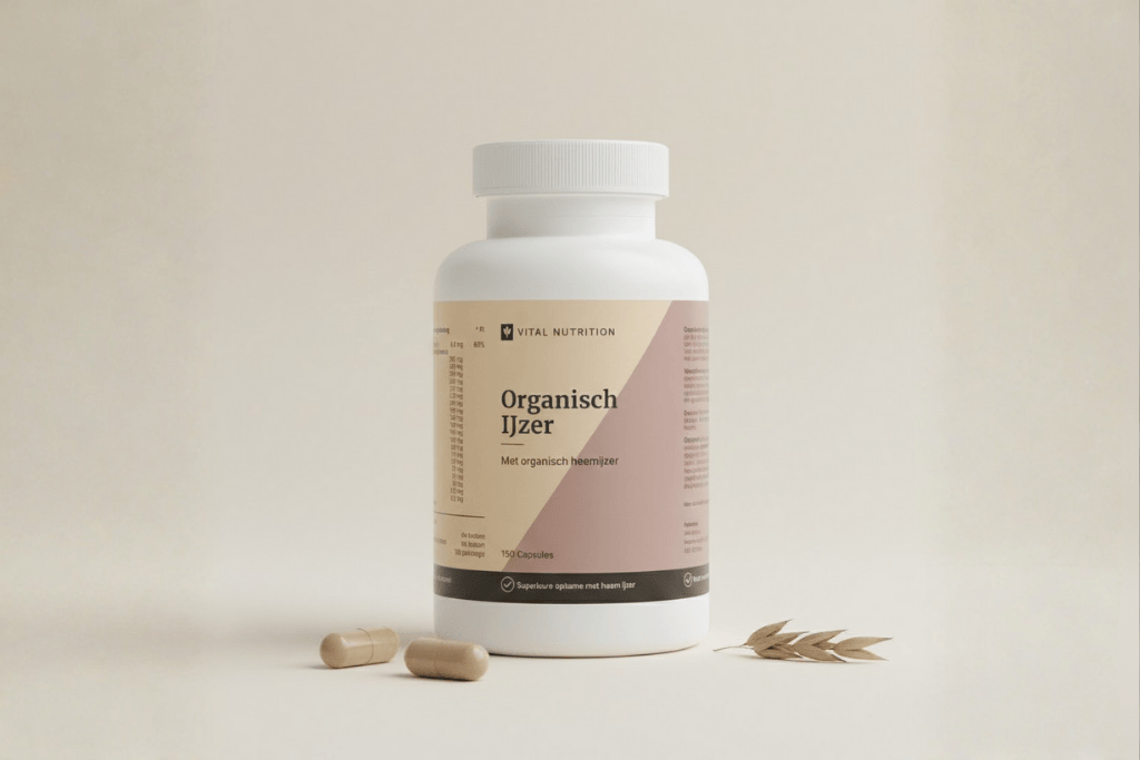 Organisch IJzer van Vital Nutrition in product shoot setting