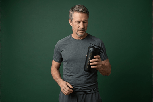 Man middelbare leeftijd met Vital Shaker van Vital Nutrition