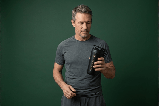 Man middelbare leeftijd met Vital Shaker van Vital Nutrition