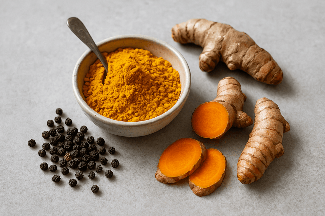 kurkuma, kurkuma poeder en zwarte peper