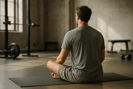 Man op yoga mat herstellen
