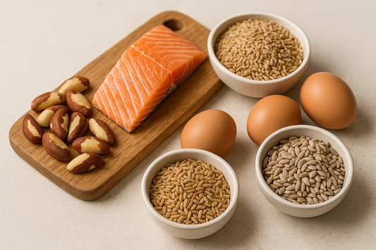 Voeding rijk aan selenium zoals zalm, eieren en paranoten