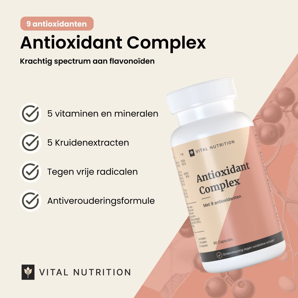 Productvoordelen van Vital Nutrition Antioxidanten Complex