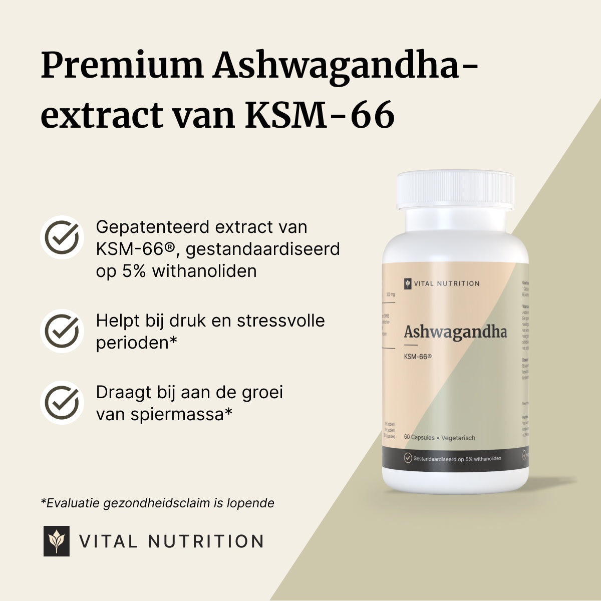 Ashwagandha KSM-66 USPs van Vital Nutrition