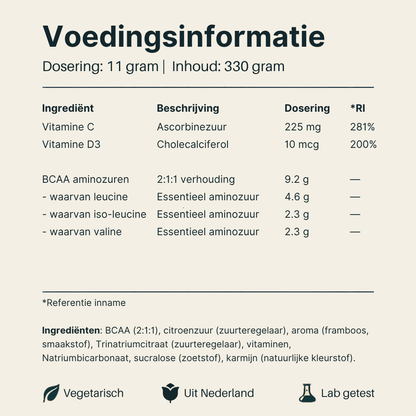 Voedingsinformatie BCAA Poeder van Vital Nutrition