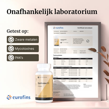 Certificaat van analyse - Vital Nutrition Kurkuma C3 & Fenegriek