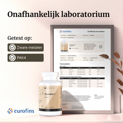 Certificaat van analyse - Vital Nutrition Vitamine C Gebufferd