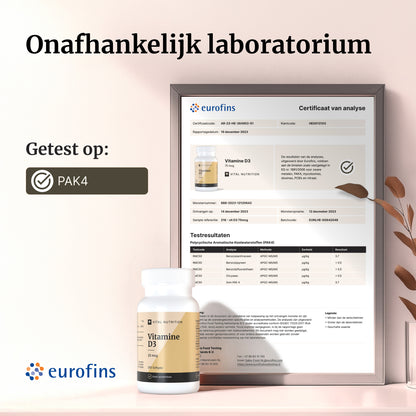 Certificaat van analyse - Vital Nutrition Vitamine D3 - 75 mcg