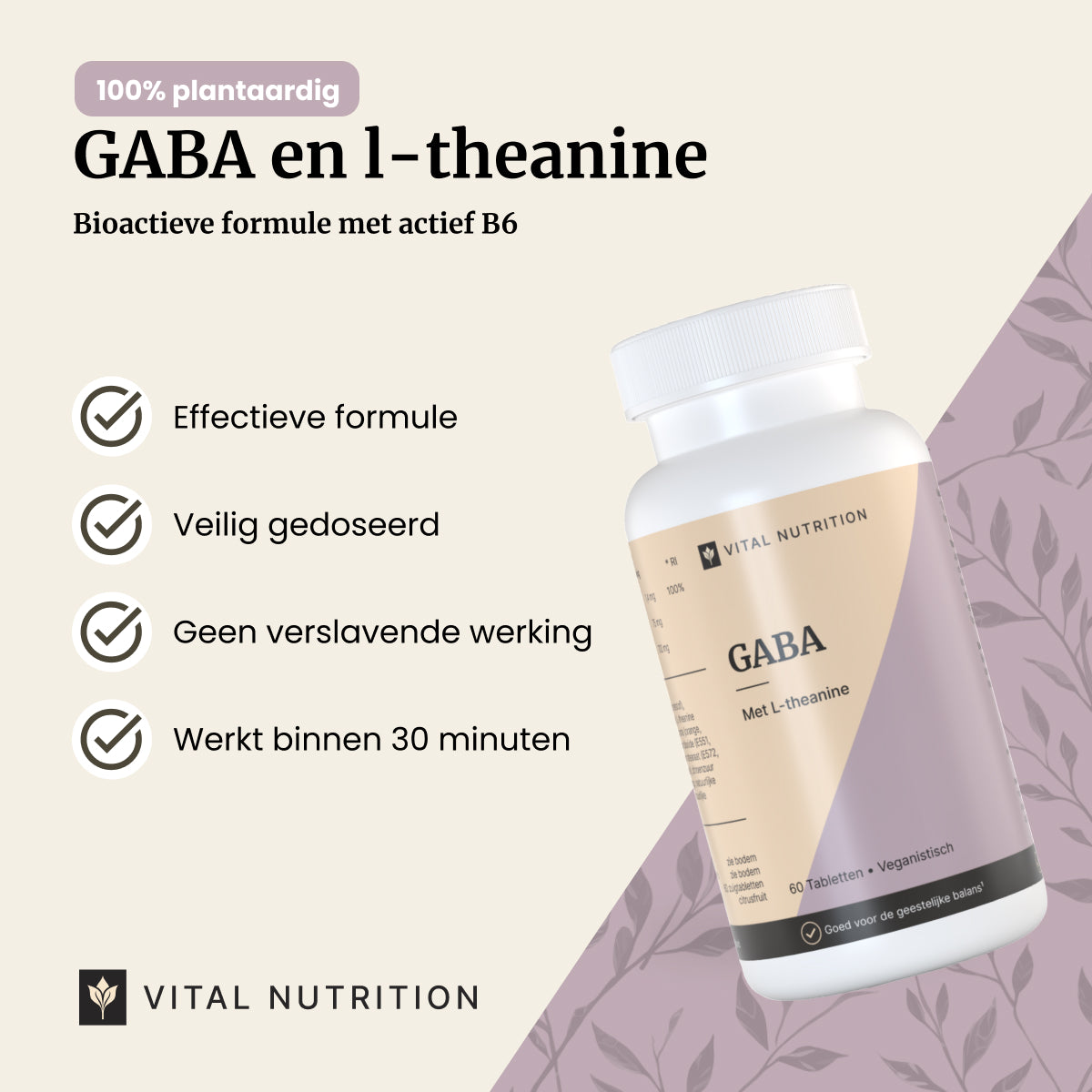 Productvoordelen van Vital Nutrition GABA