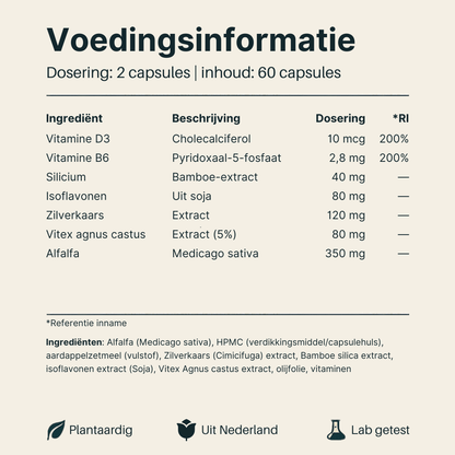 Voedingsinformatie van Vital Nutrition Menopauze Complex