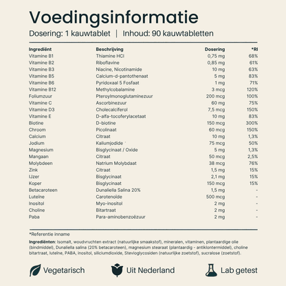 voedingsinformatie Multi Kauwtablet Kind van Vital Nutrition