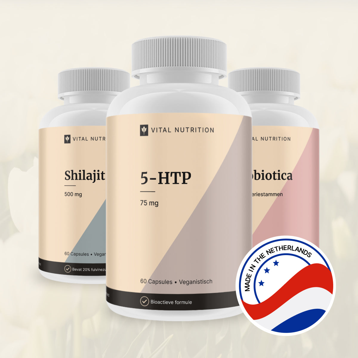 5-HTP en 2 andere Vital Nutrition supplementen met productie in Nederland icoon