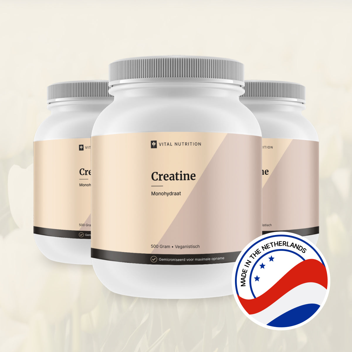 Creatine Monohydraat en 2 andere Vital Nutrition supplementen met productie in Nederland icoon