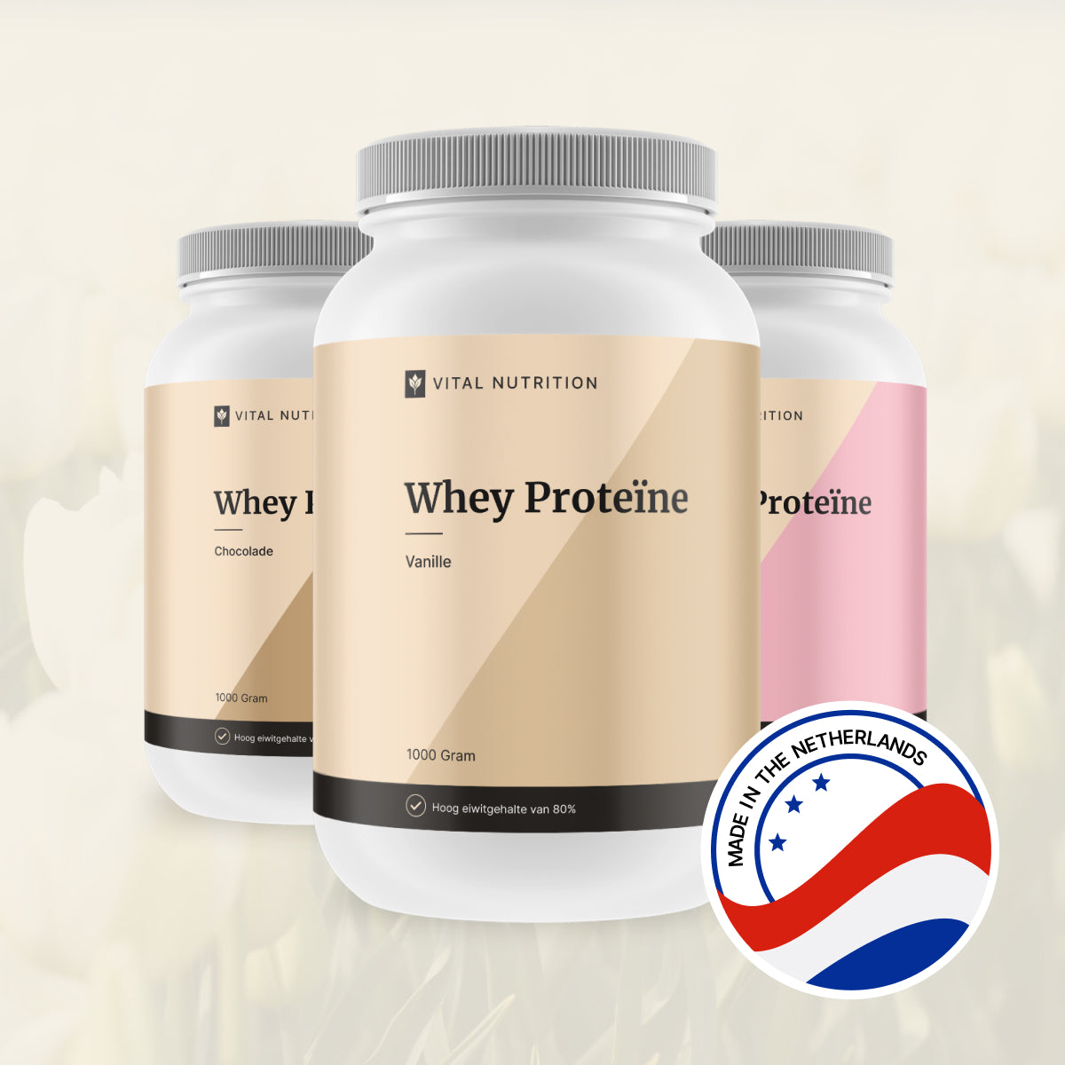 Whey Proteïne van Vital Nutrition geproduceerd in Nederland