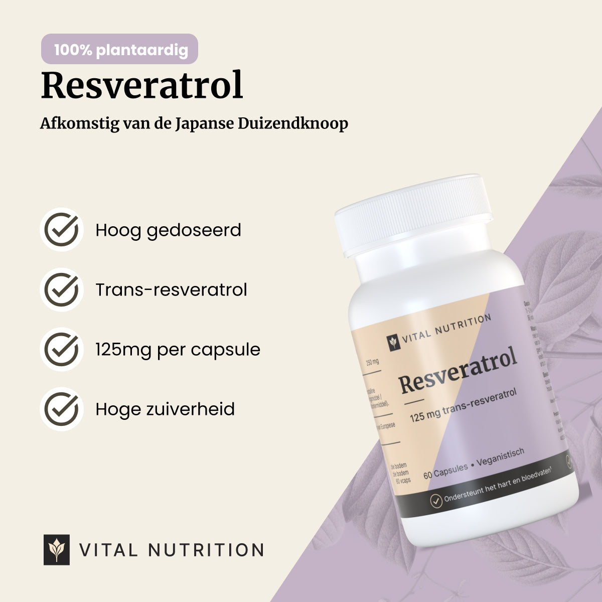 Productvoordelen van Vital Nutrition Resveratrol