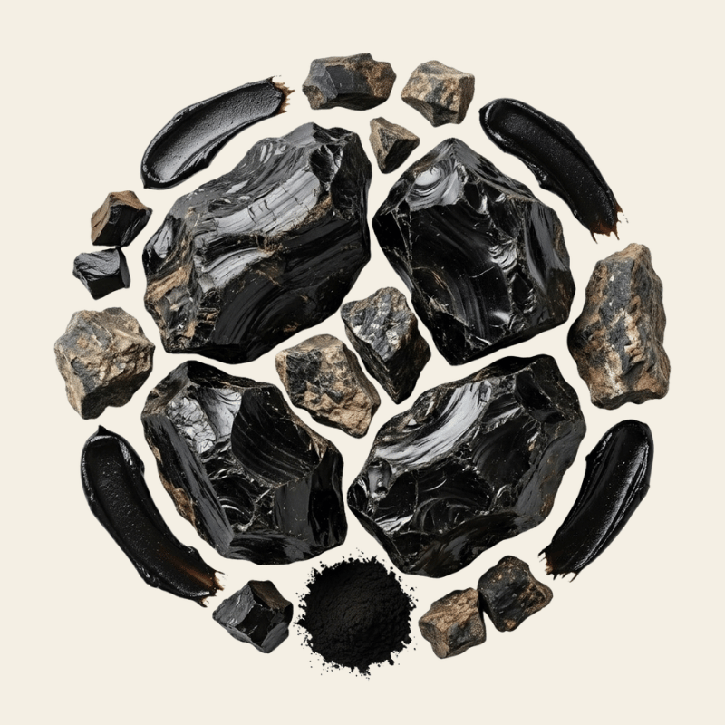 Ruwe shilajit hars in donkerbruin als mineraalrijke plantenextract
