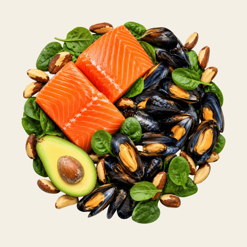 Dikke zalmsfilets met diep koraalrode gemarmerde visfilets, verse dille en citroen als bron van vitamine B12