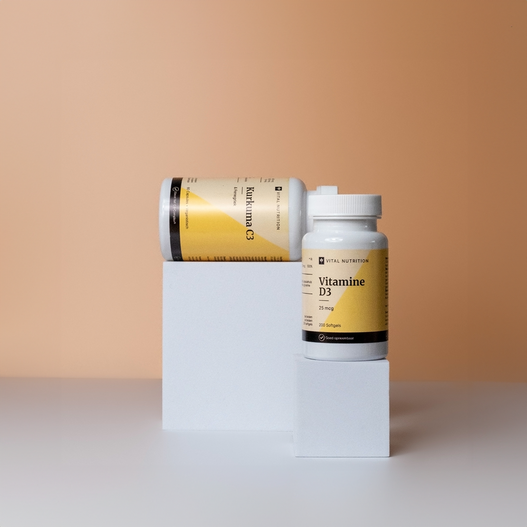 Vital Nutrition Vitamine D3 25mcg en Kurkuma C3 op verhoging