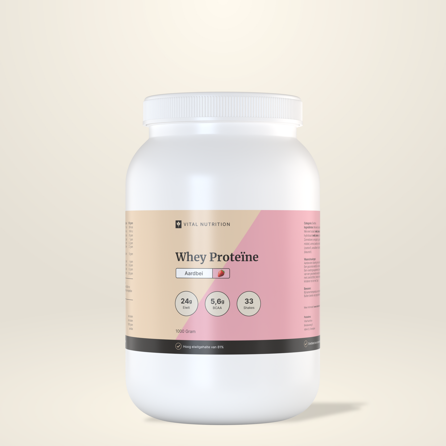 Whey Proteïne smaak aardbei van Vital Nutrition