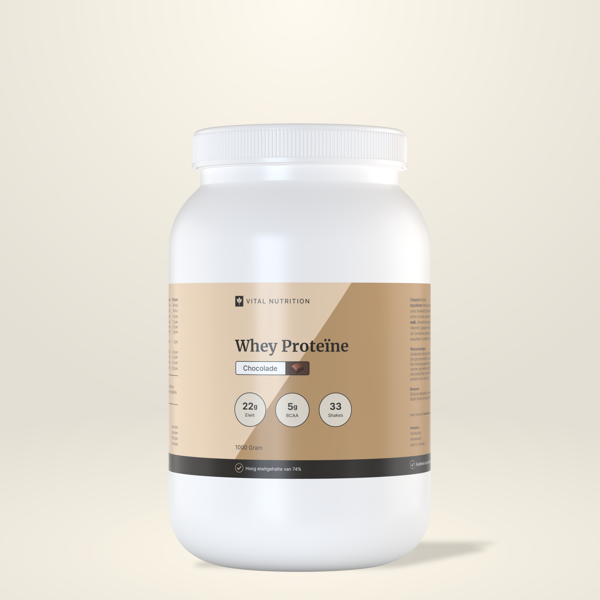 Whey Proteïne smaak chocolade van Vital Nutrition