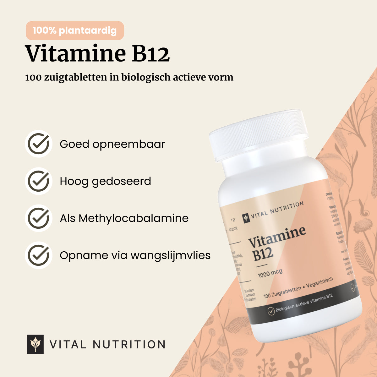 Productvoordelen van Vital Nutrition Vitamine B12