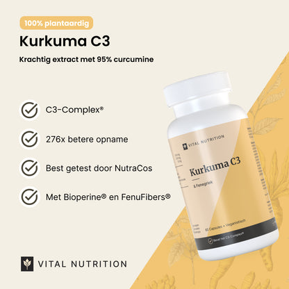 Productvoordelen van Vital Nutrition Kurkuma C3 & Fenegriek