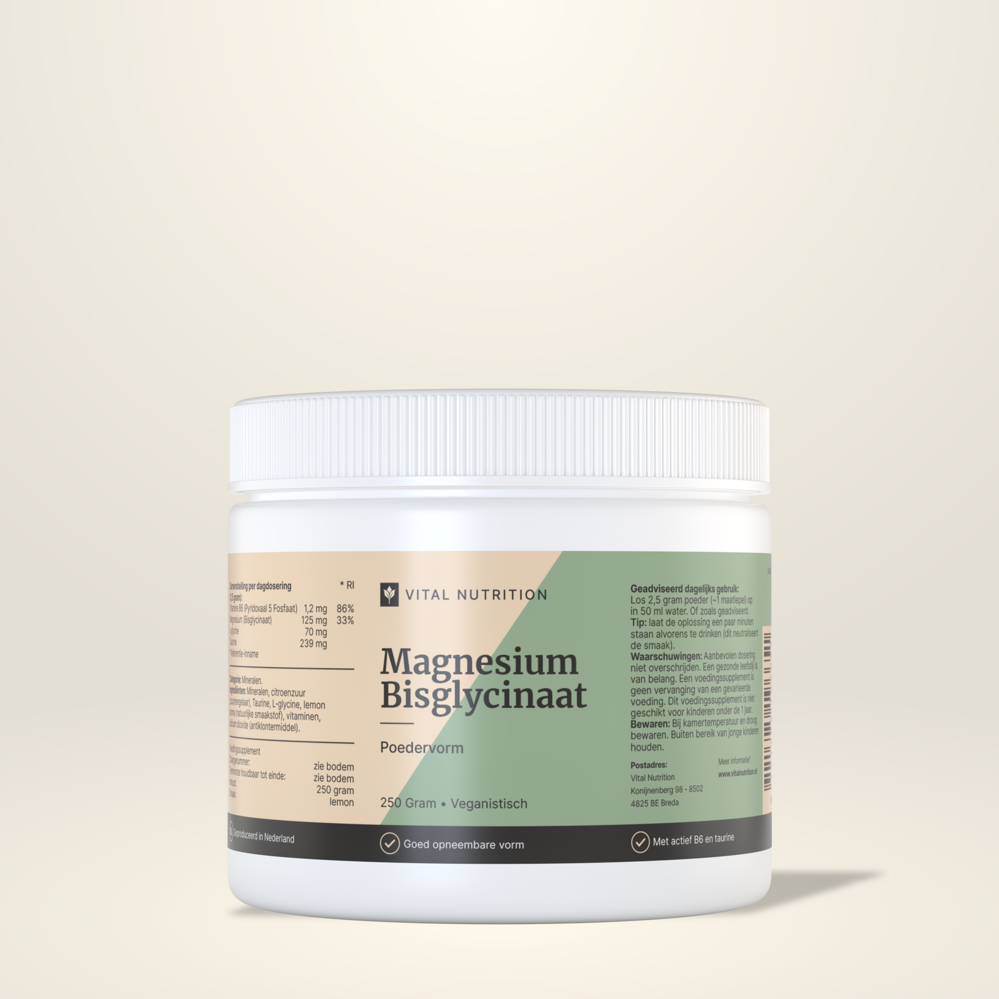 Magnesium Bisgyclinaat Poeder van Vital Nutrition