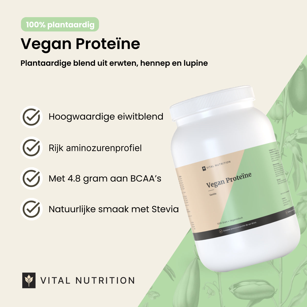 Productvoordelen van Vital Nutrition Vegan Proteïne