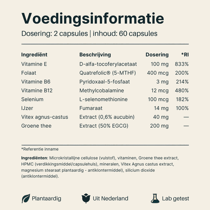 Voedingsinformatie van Vital Nutrition Vruchtbaarheid Plus Vrouw